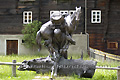 Statue de Sebastian Weger portant une mule et son chargement sur son dos - SUISSE